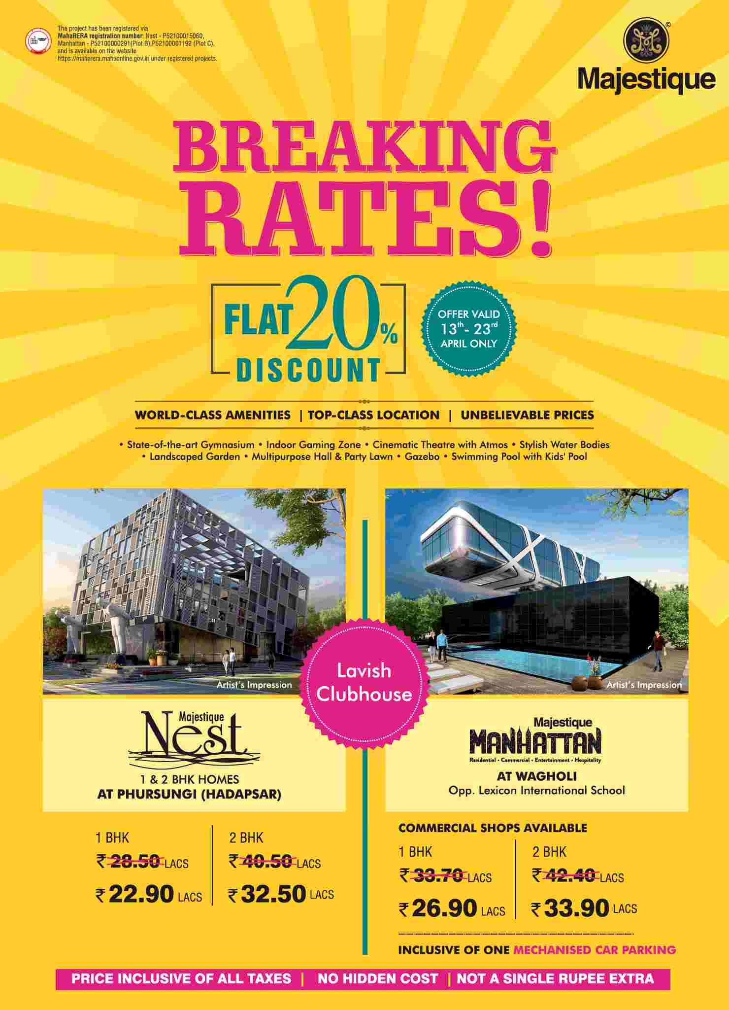 Get flat 20% discount on booking a Majestique home in Pune Update